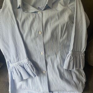 Gretchen Scott Blue and White striped shirt/bliuse